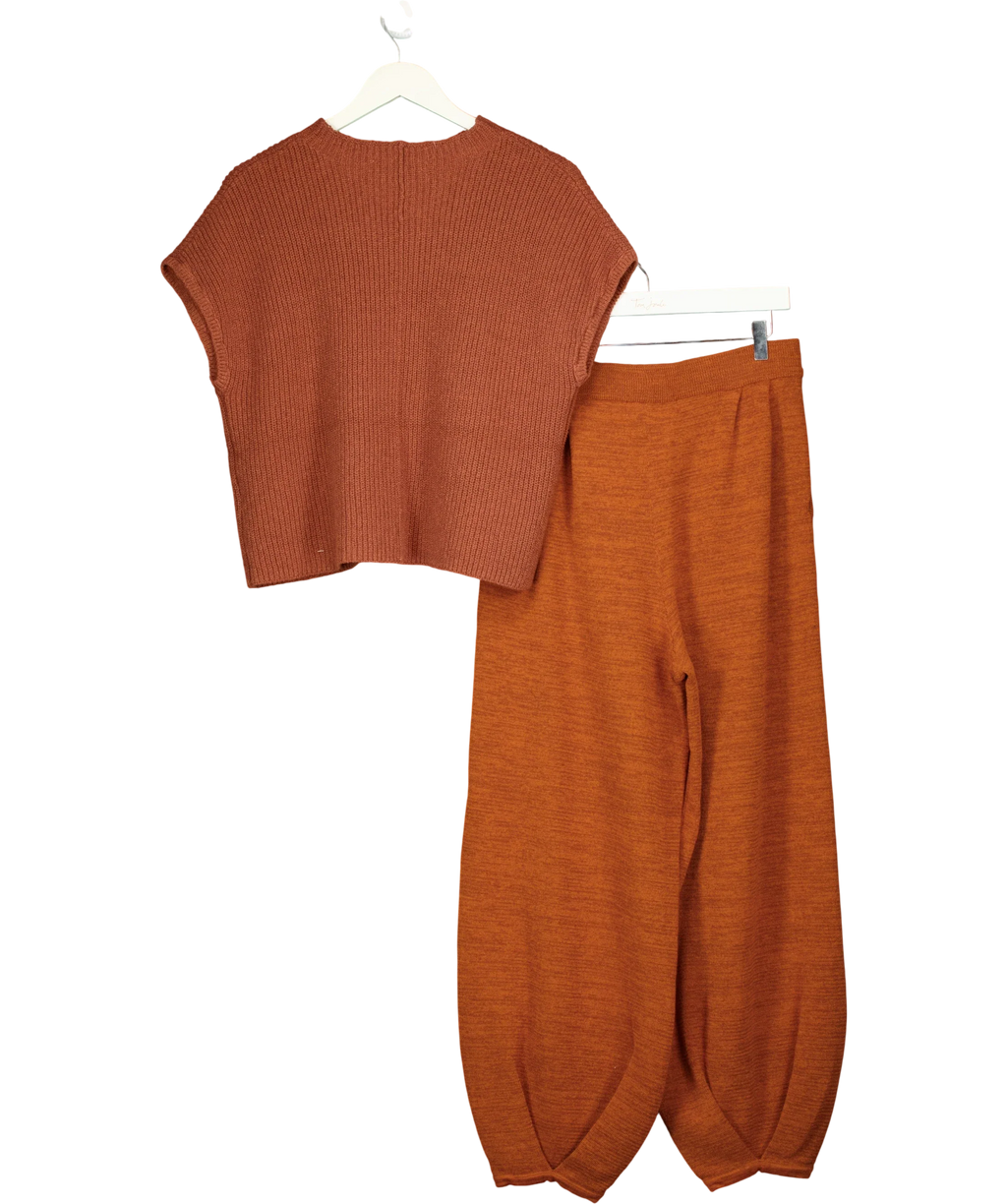 Free People Brown Freya Sweater & Pants Lounge Set Rust Brown, size UK L — back