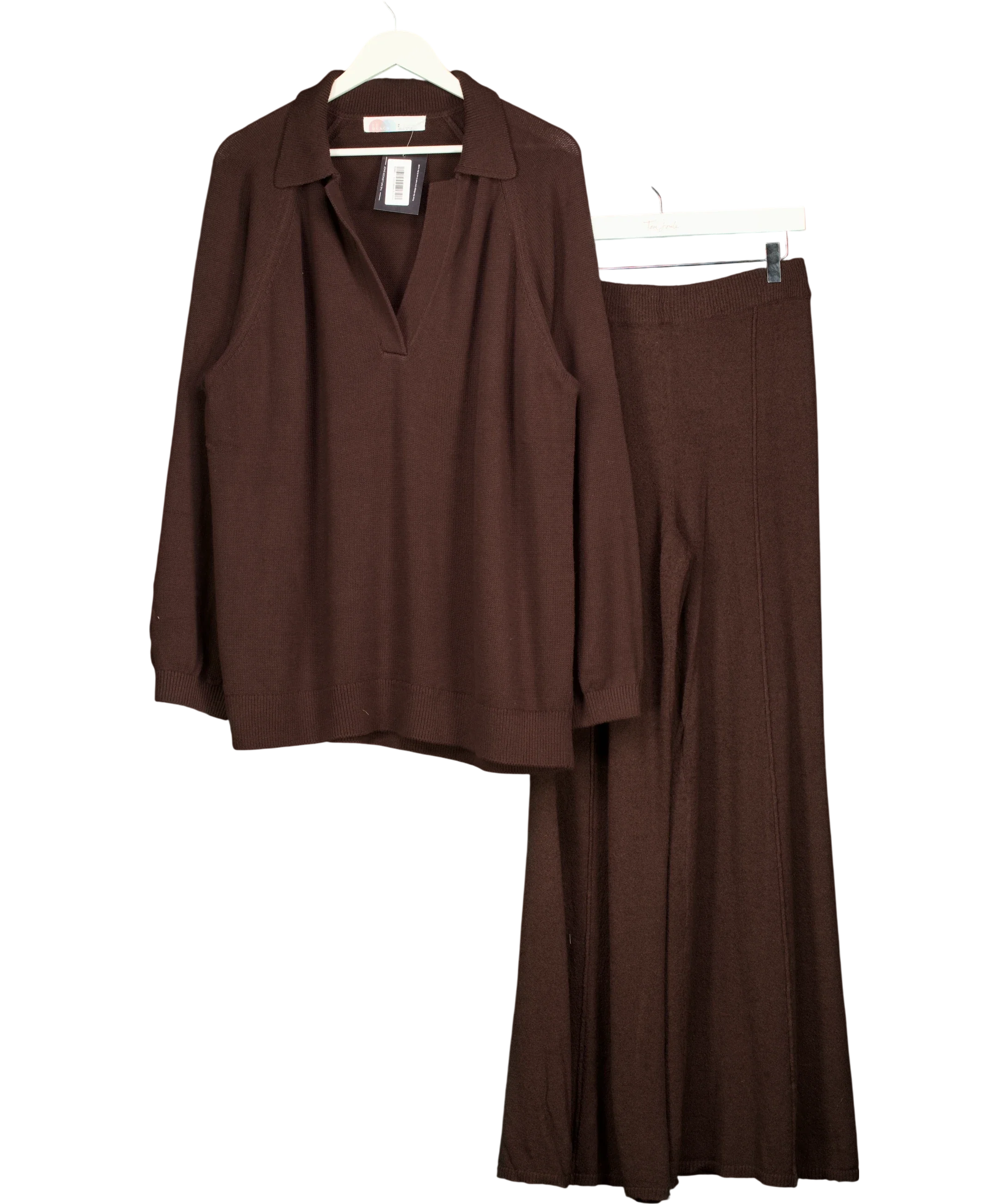 Free People Brown Drea Sweater & Pants Lounge Set ESPRESSO BROWN, size UK S — front