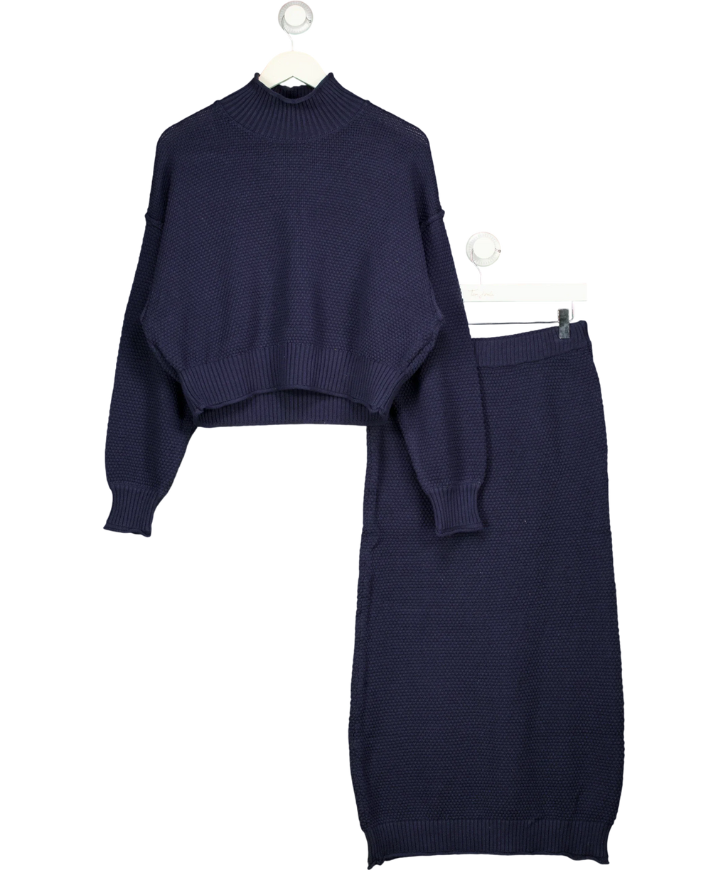 Free People Blue Hailee Sweater Skirt Lounge Set Navy Blue, size UK S — front