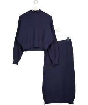 Free People Hailee Sweater Skirt Lounge Set Navy Blue UK S