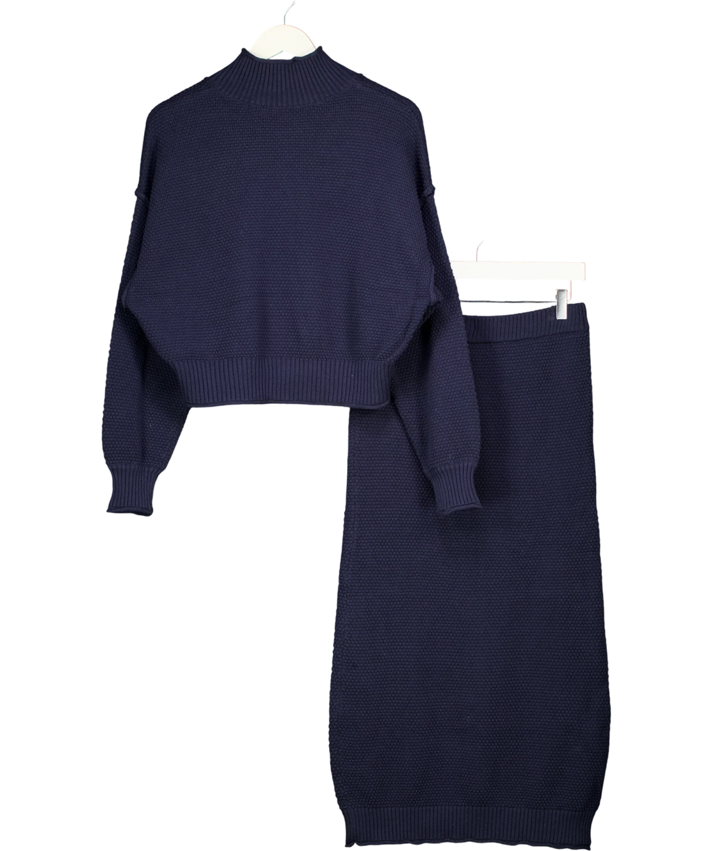 Free People Blue Hailee Sweater Skirt Lounge Set Navy Blue, size UK S — back