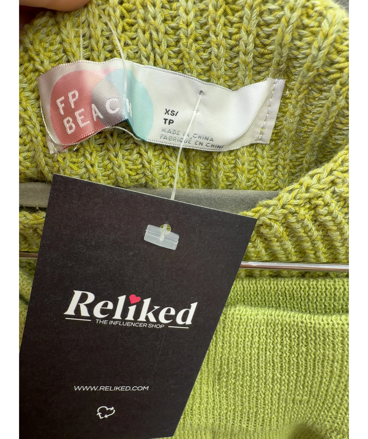 Free People Green Freya Short Sleeve Jumper & trouser lounge Set In Peridot green, size UK XS — detail