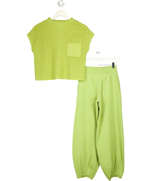 Free People Freya Short Sleeve Jumper & Trouser Lounge Set In Peridot Green UK XS