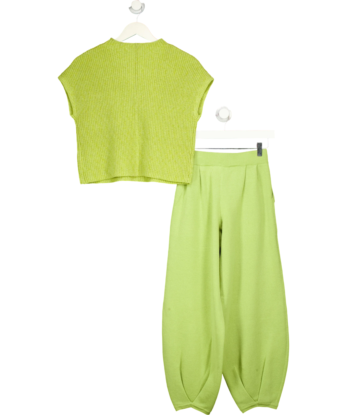 Free People Freya Short Sleeve Jumper & Trouser Lounge Set In Peridot Green UK XS — Back