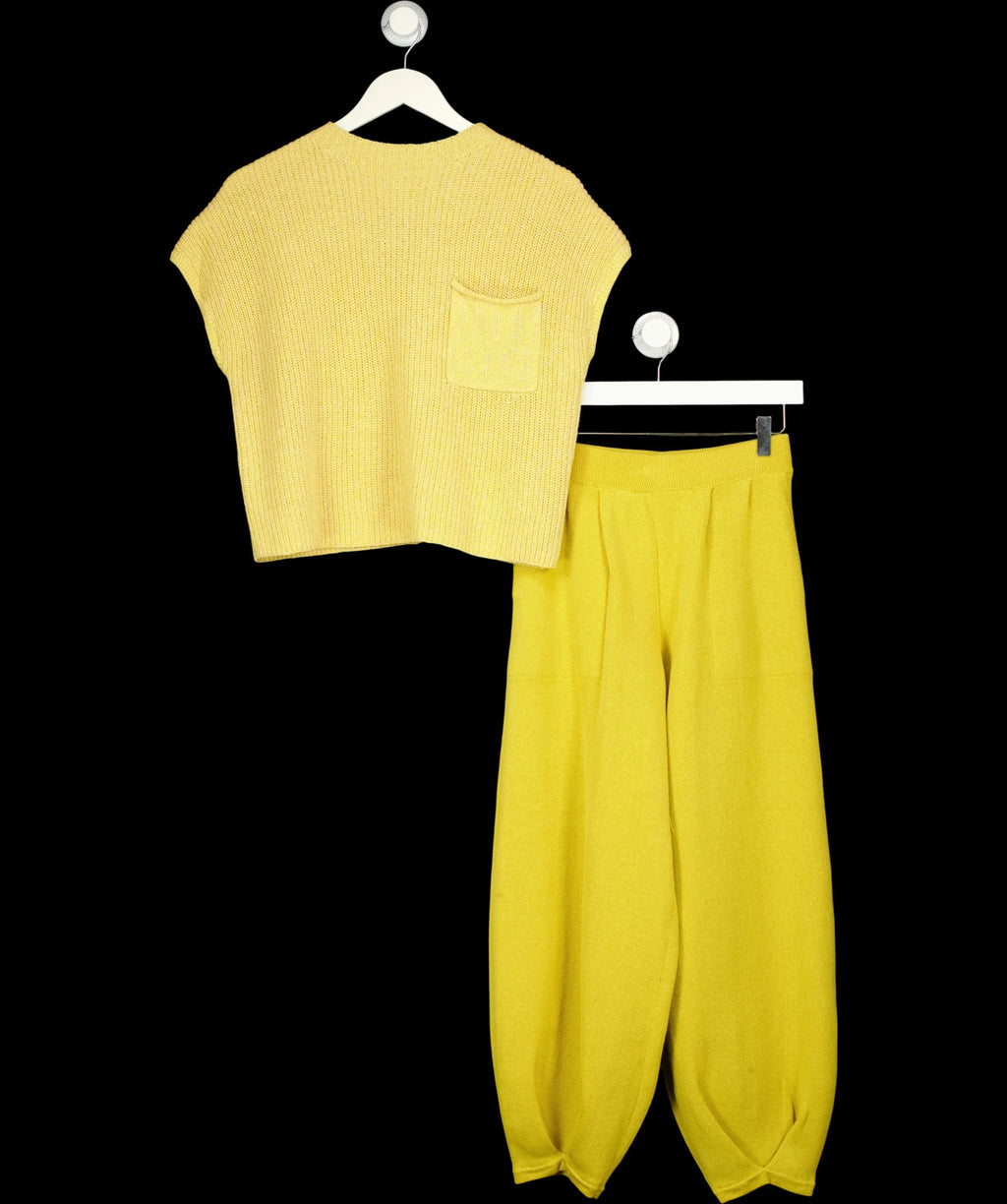 FP Beach Yellow Freya Sweater & Pants Lounge Set, size UK S — fabric detail