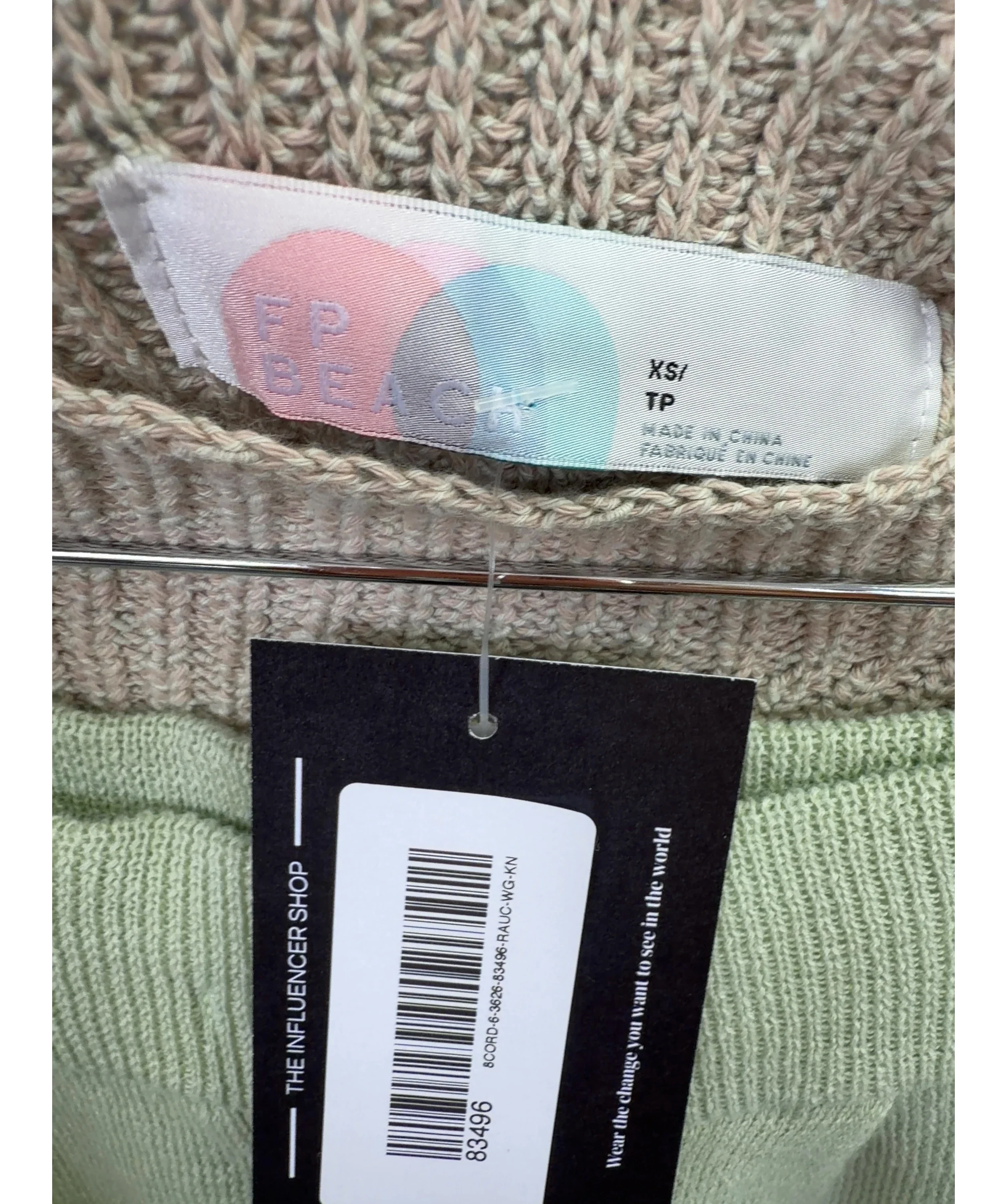 Free People Green Freya Sweater Set, size UK XS — detail