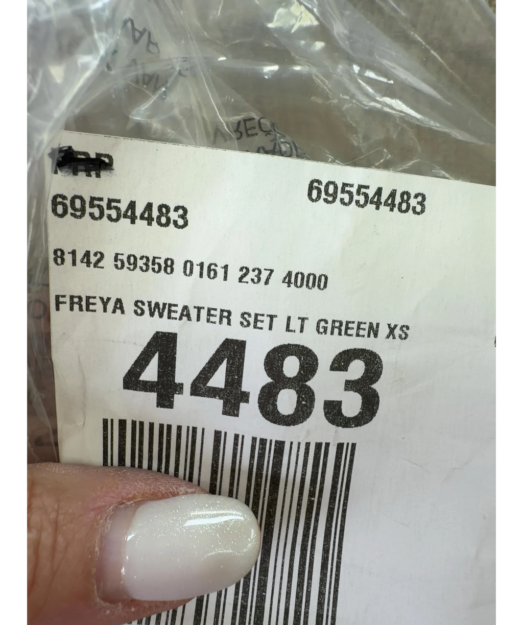 Free People Green Freya Sweater Set, size UK XS — care label