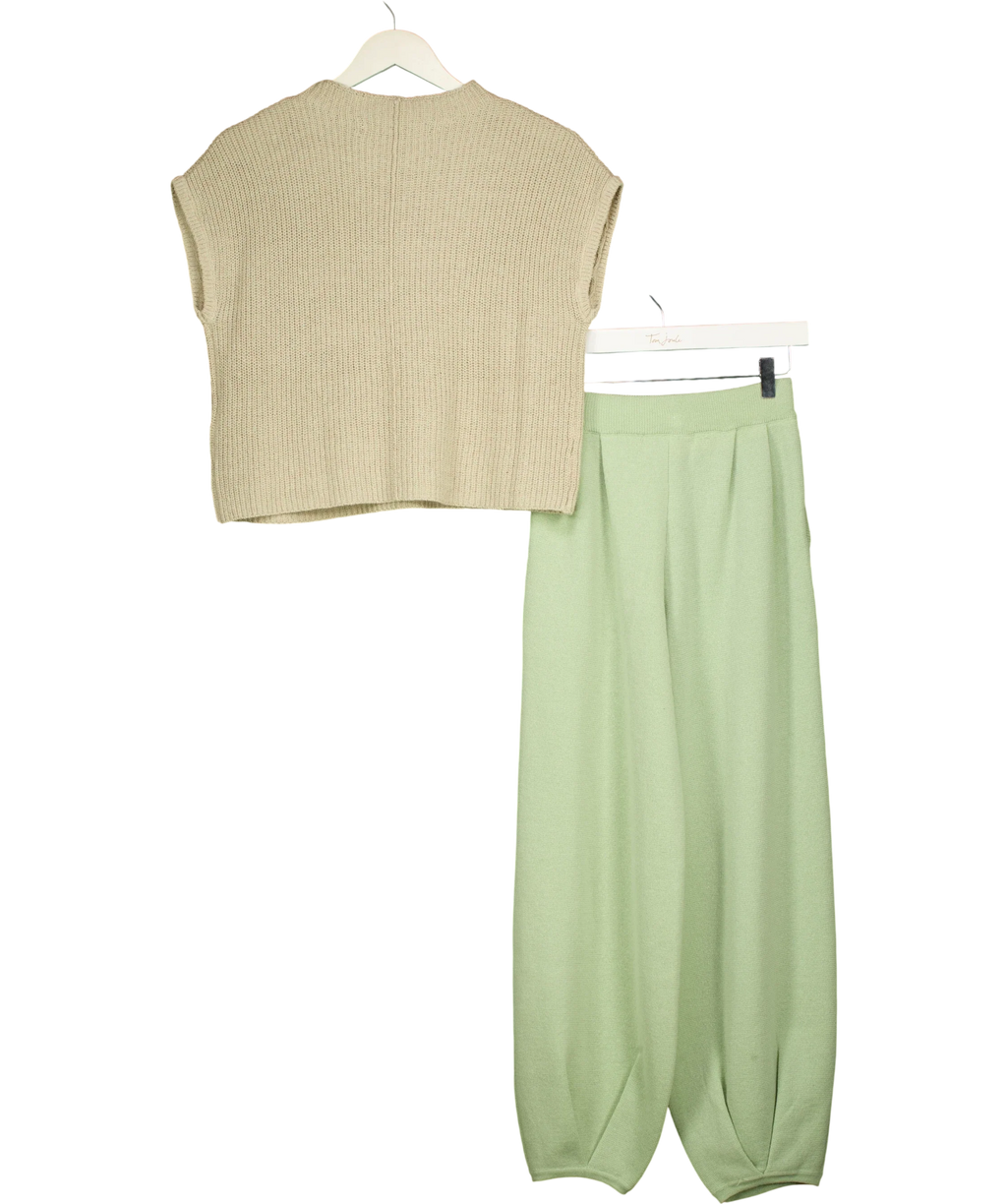 Free People  Freya Short Sleeve Jumper & Trouser Lounge Set In Light Sage green UK XS — Back
