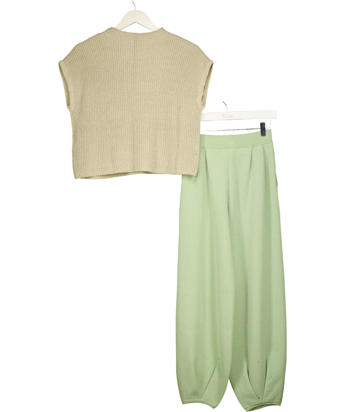 Free People  Freya Short Sleeve Jumper & Trouser Lounge Set In Light Sage green UK XS — Back