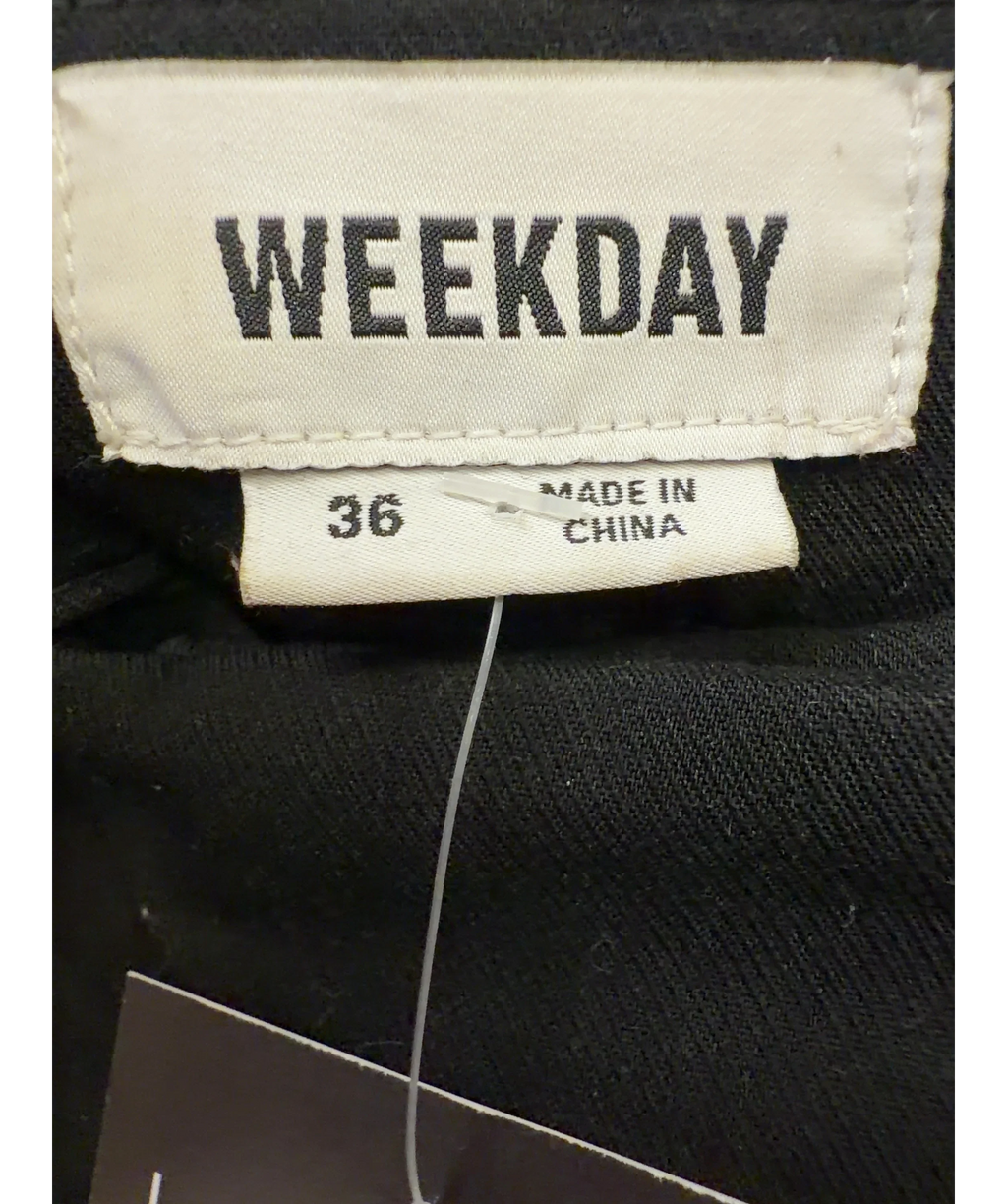 Weekday Black Vale Wide Trousers, size UK 8 — detail