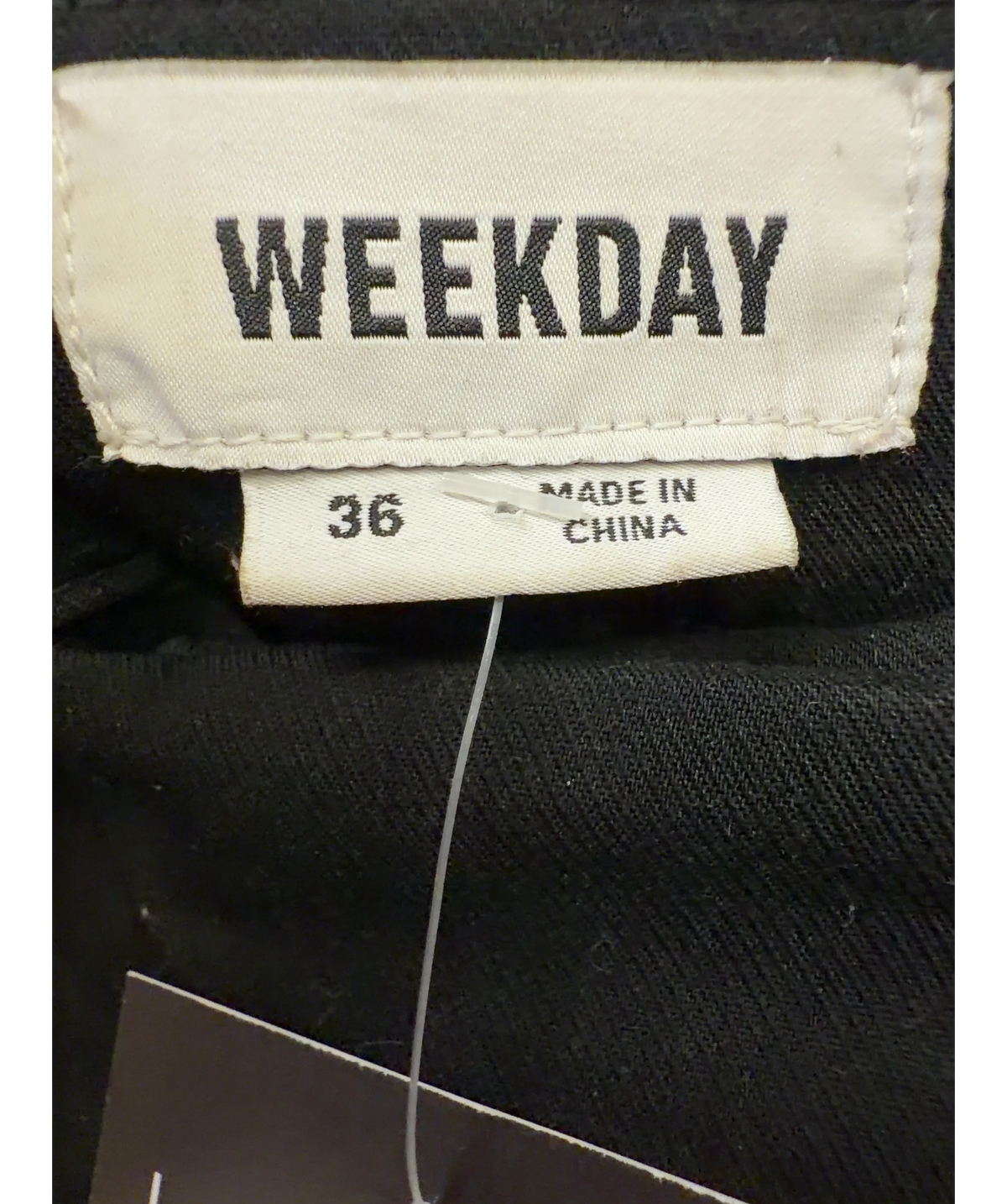 Weekday Black Vale Wide Trousers, size UK 8 — detail