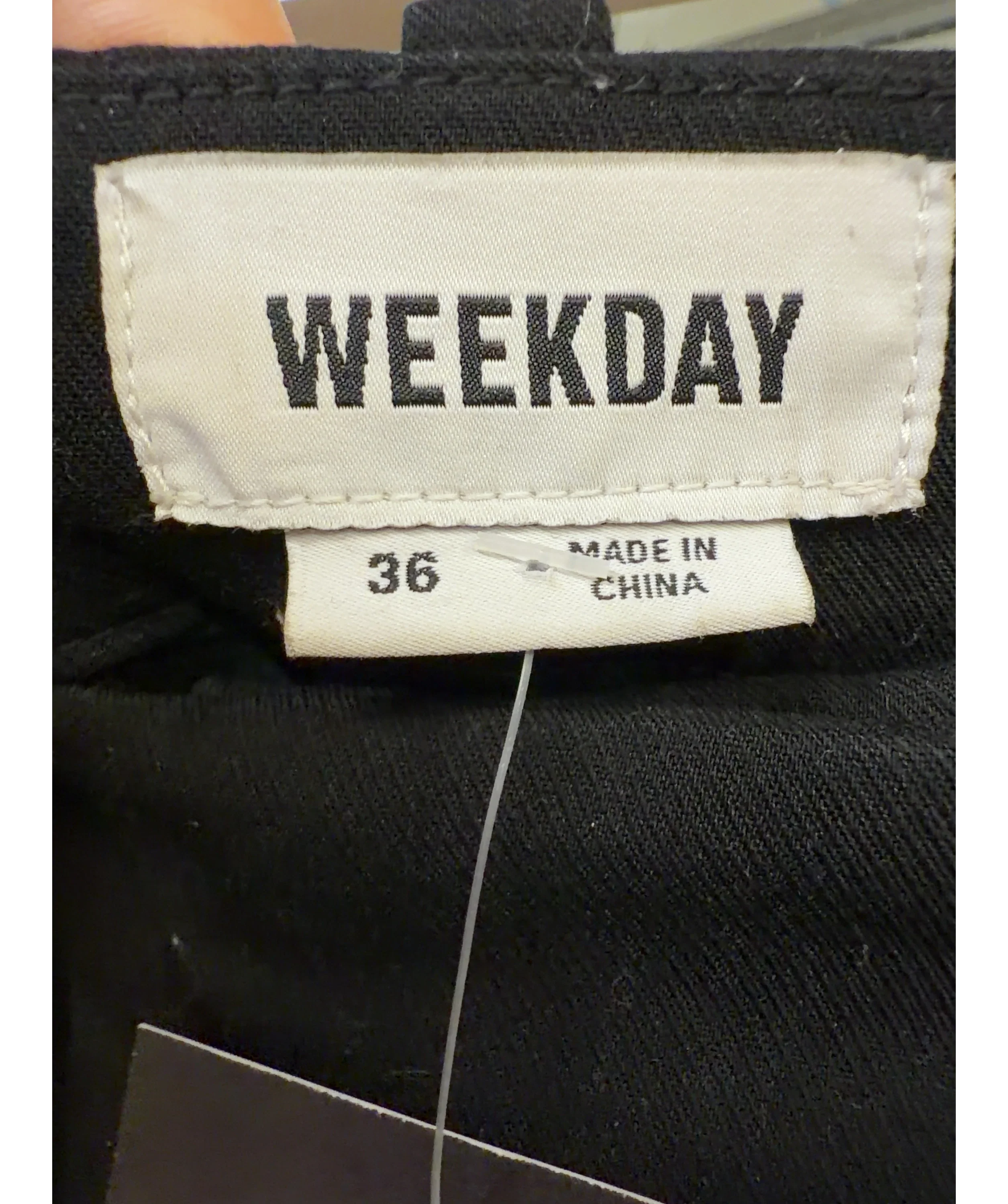 Weekday Black Vale Wide Trousers, size UK 8 — care label