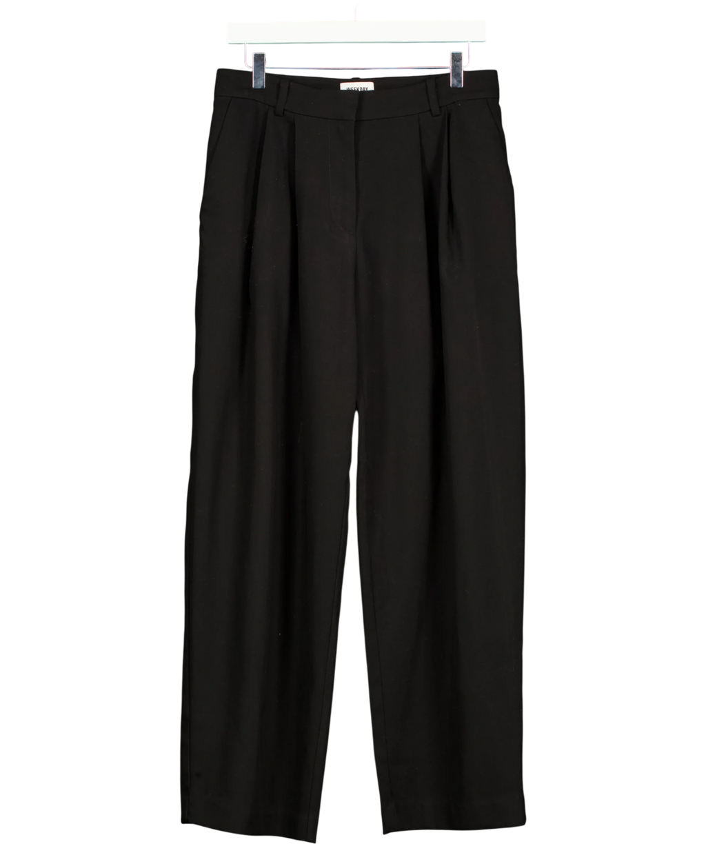 Weekday Black Vale Wide Trousers, size UK 8 — front