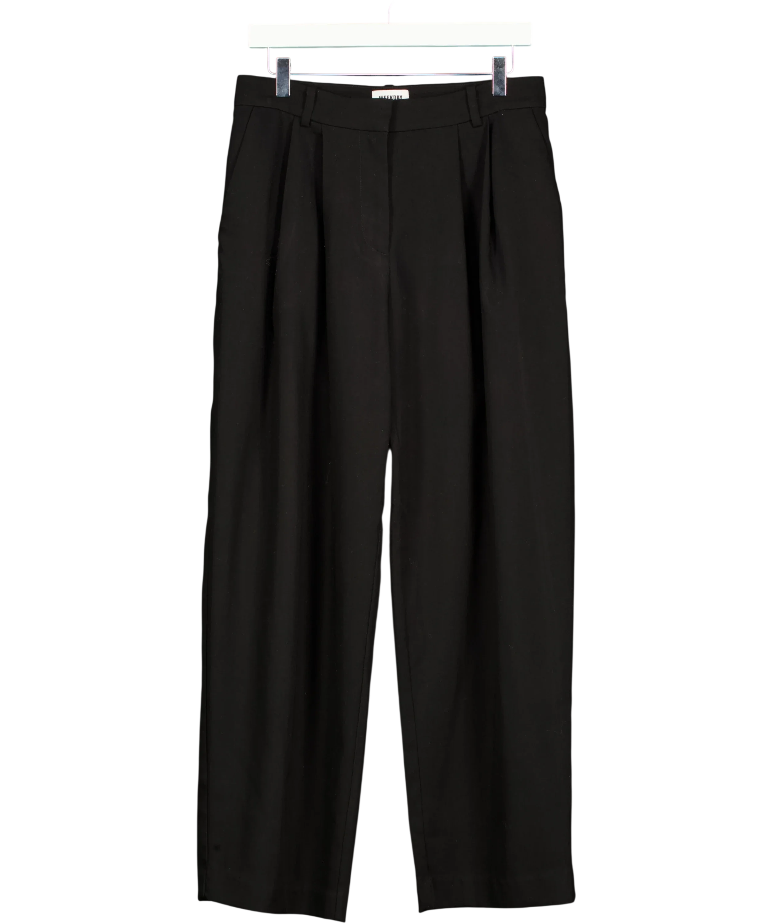 Weekday Black Vale Wide Trousers, size UK 8 — front