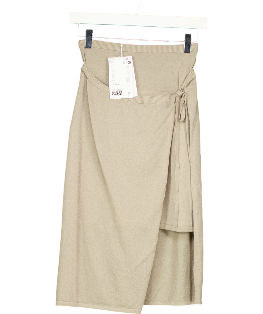 & OTHER STORIES beige Wrap Midi Skirt, size UK XS — front