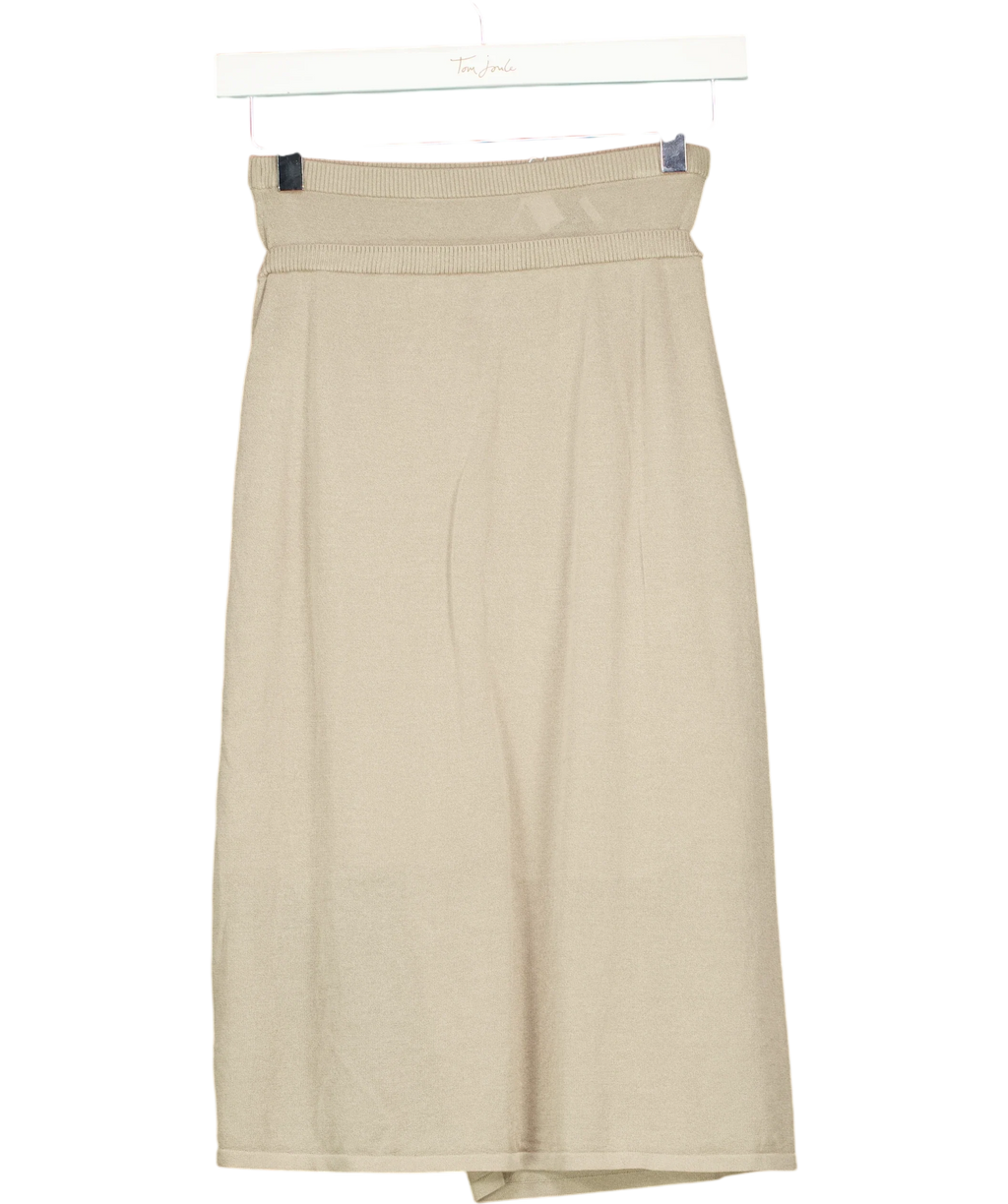 & OTHER STORIES beige Wrap Midi Skirt, size UK XS — back