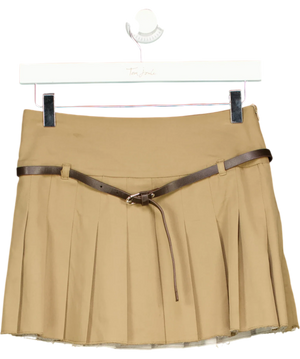 Zara Beige And Brown Pleated Skirt UK XS