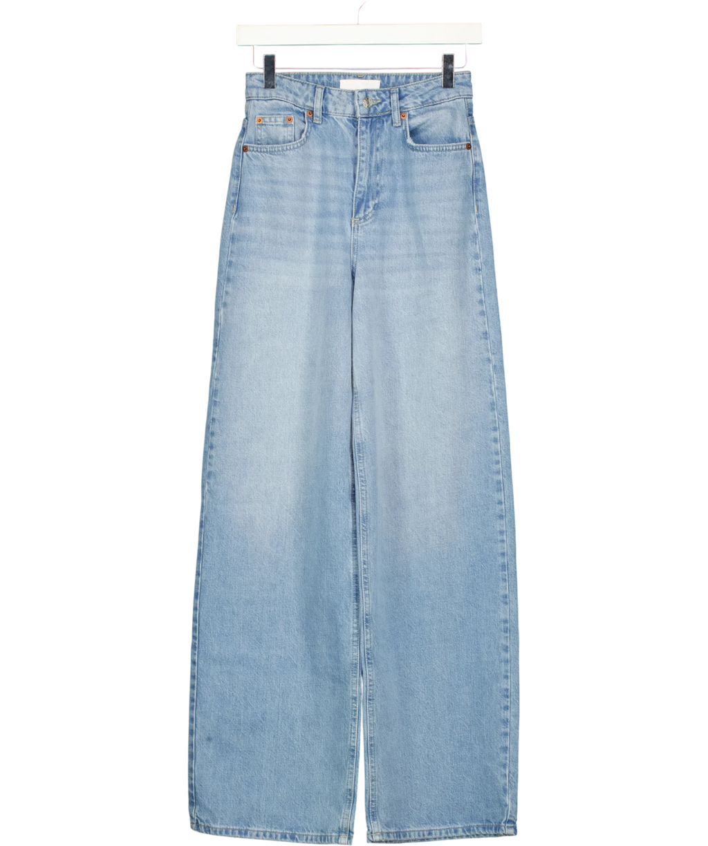 NA-KD Blue Wide High Waist Jeans, size UK 4 — front
