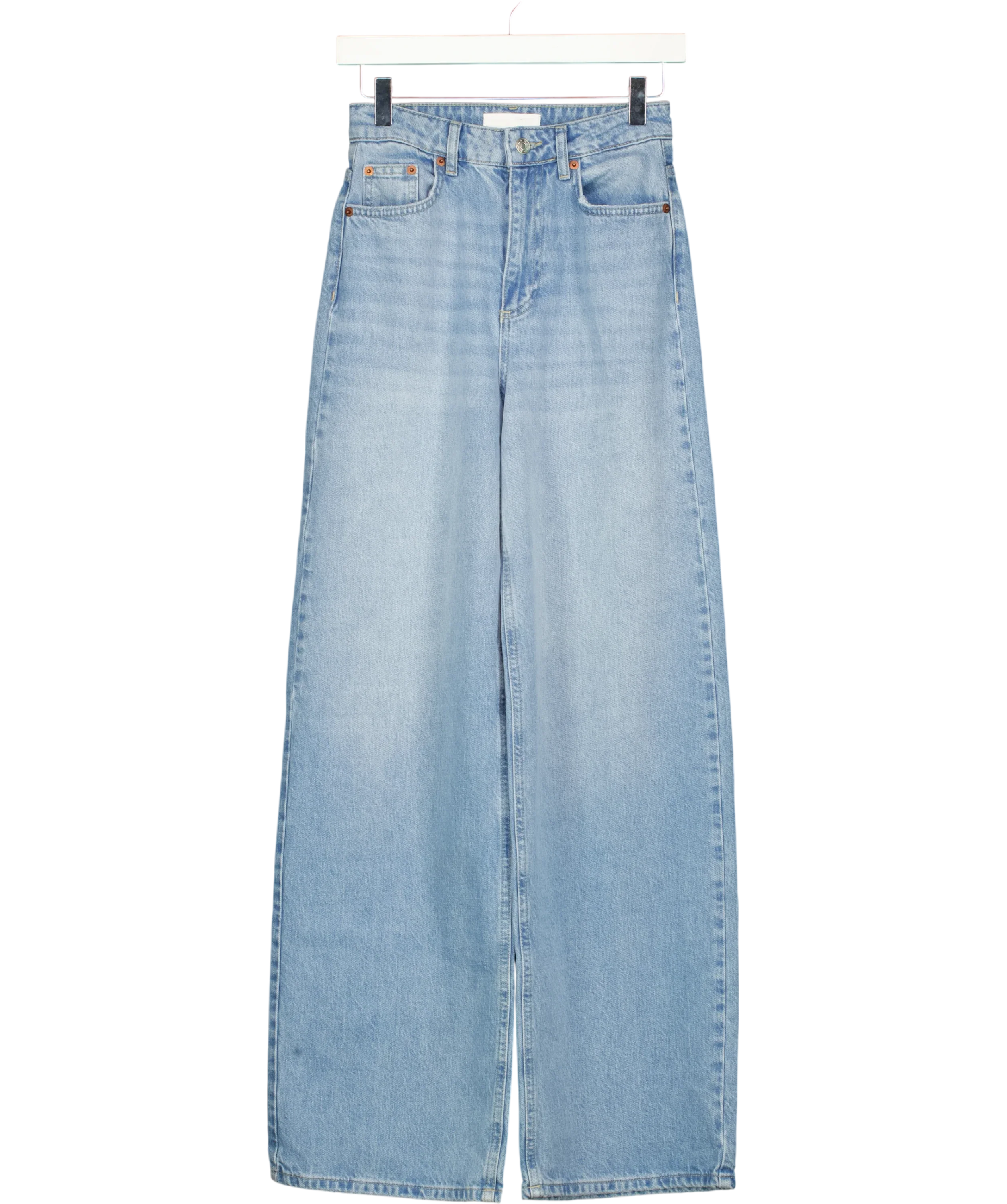 NA-KD Blue Wide High Waist Jeans, size UK 4 — front