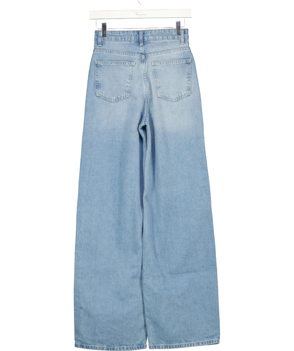 NA-KD Blue Wide High Waist Jeans, size UK 4 — back