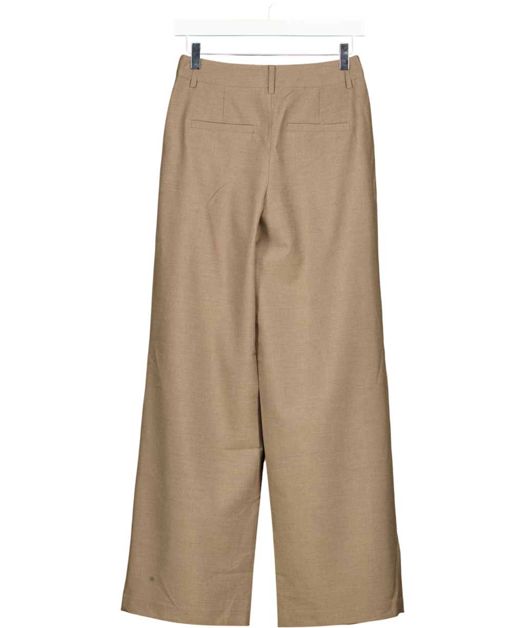 NA-KD Beige Wide Mid Waist Pants, size UK 4 — back