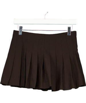Zara Brown Pleated Mini Skirt UK XS