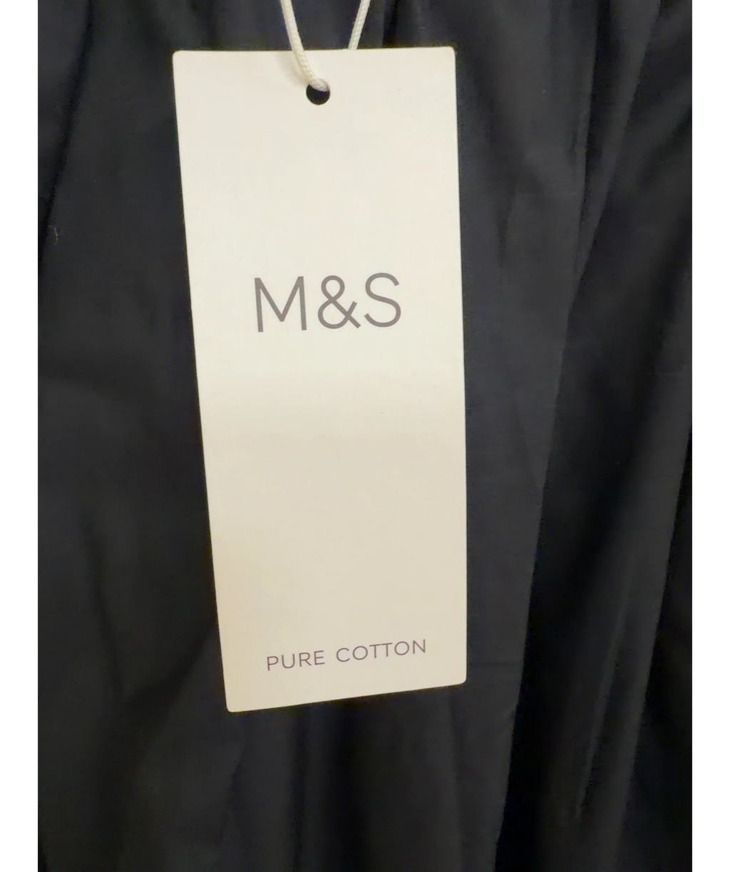 M&S Black Pure Cotton Pleated Maxi Skirt, size UK 8 — detail