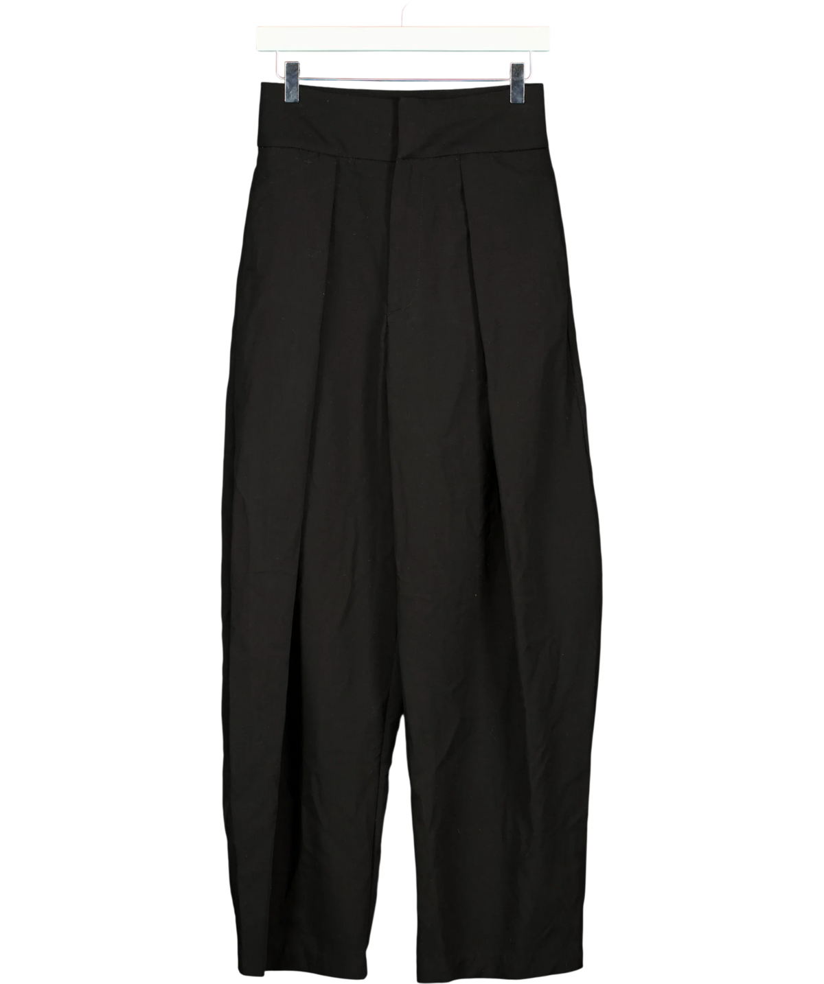 ZARA Black Pleated Balloon / Wide-Leg Trousers, size UK XS — front
