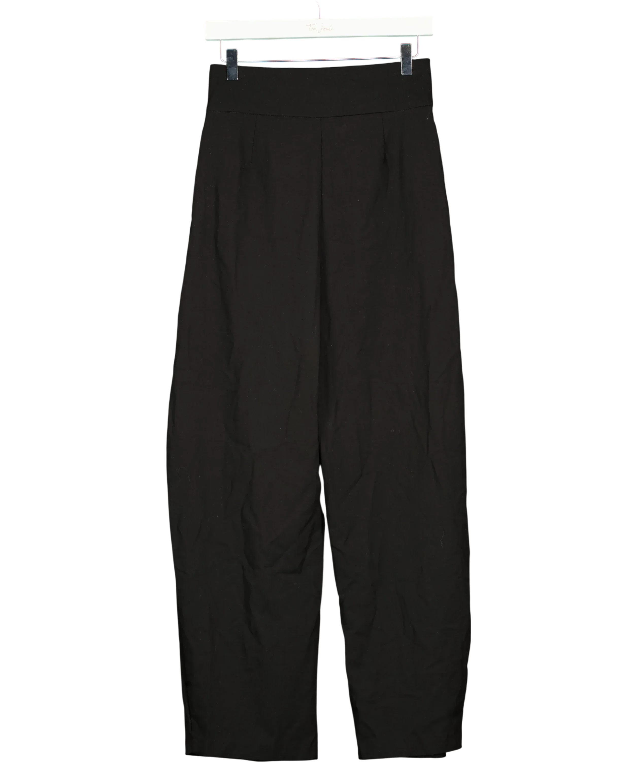 ZARA Black Pleated Balloon / Wide-Leg Trousers, size UK XS — back