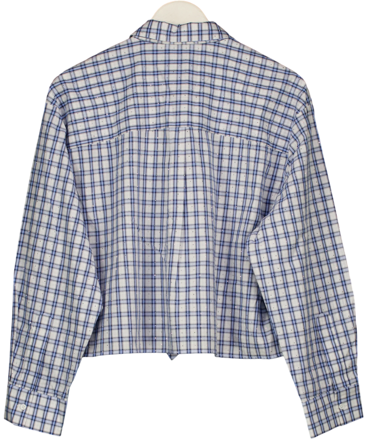 Maje Blue Rhinestone Shirt with Removable Tie, size UK 8 — back