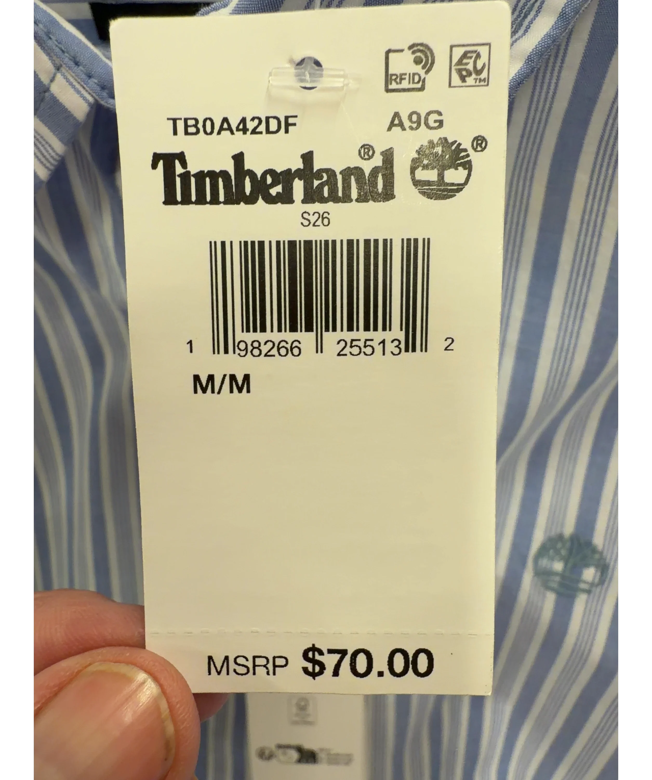 Timberland Blue Colour, size UK M — care label