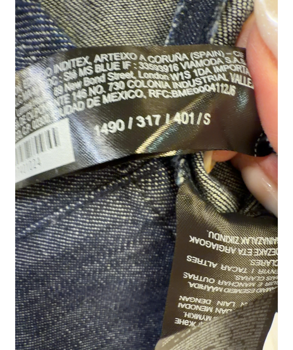 Lefties Blue Colour, size UK S — care label