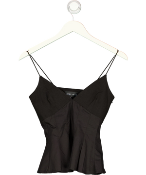 Lefties Black Double Strap Peplum Tank Top UK XS