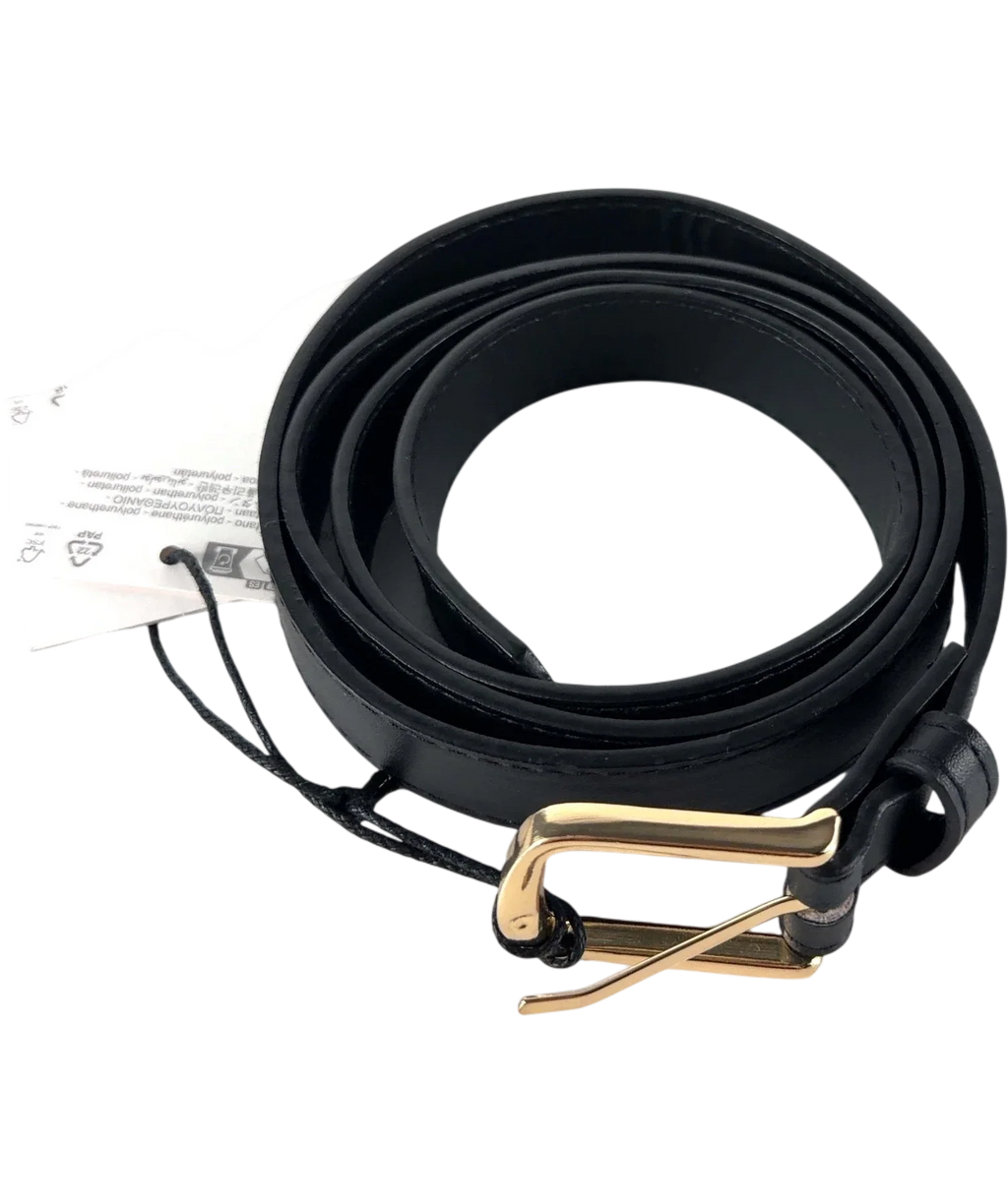 Zara Black and Metallic Gold Buckle Belt — Back