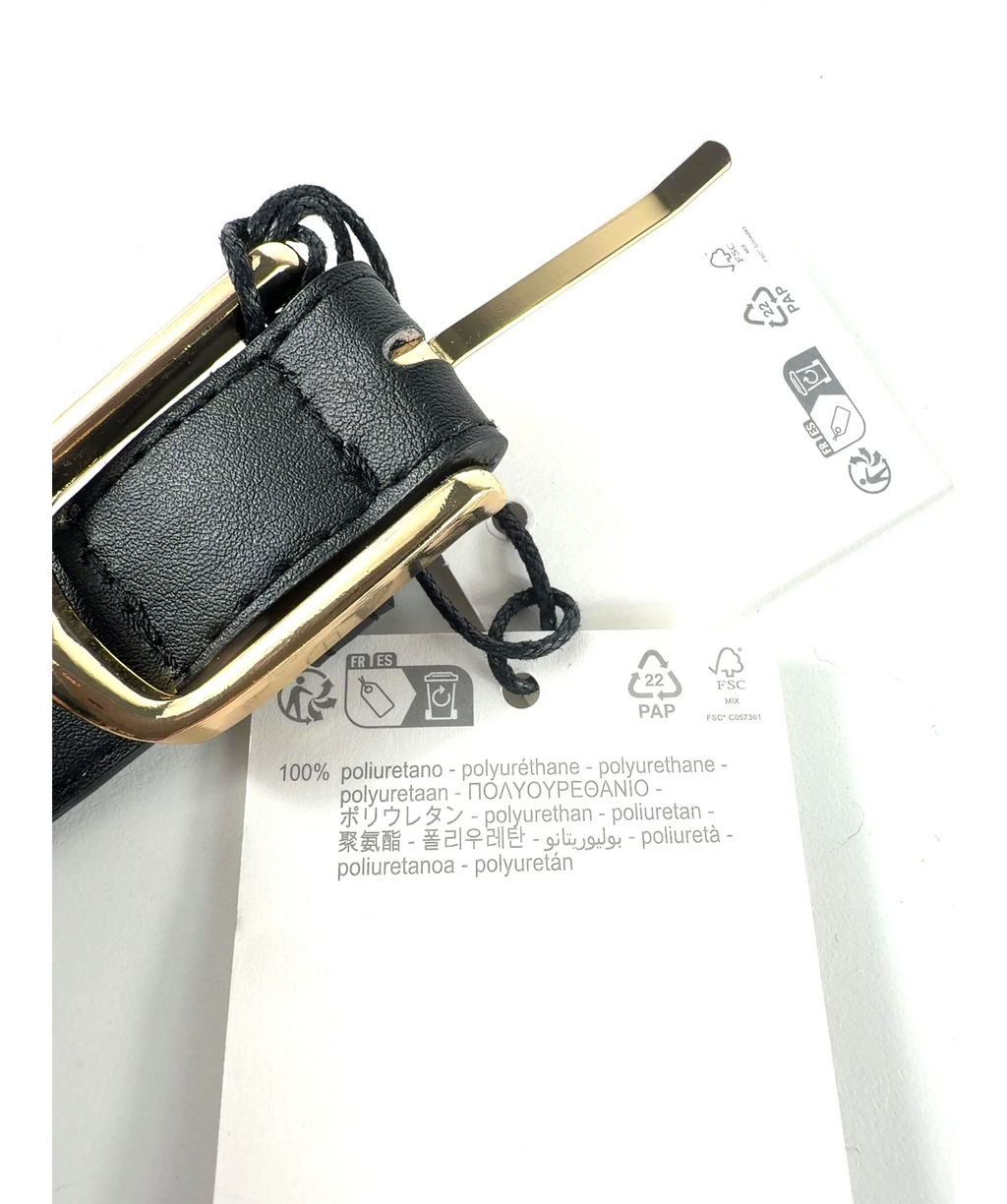 Zara Black and Metallic Gold Buckle Belt — Materials
