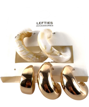 Lefties Metallic Gold Resin Hoop Earrings One Size