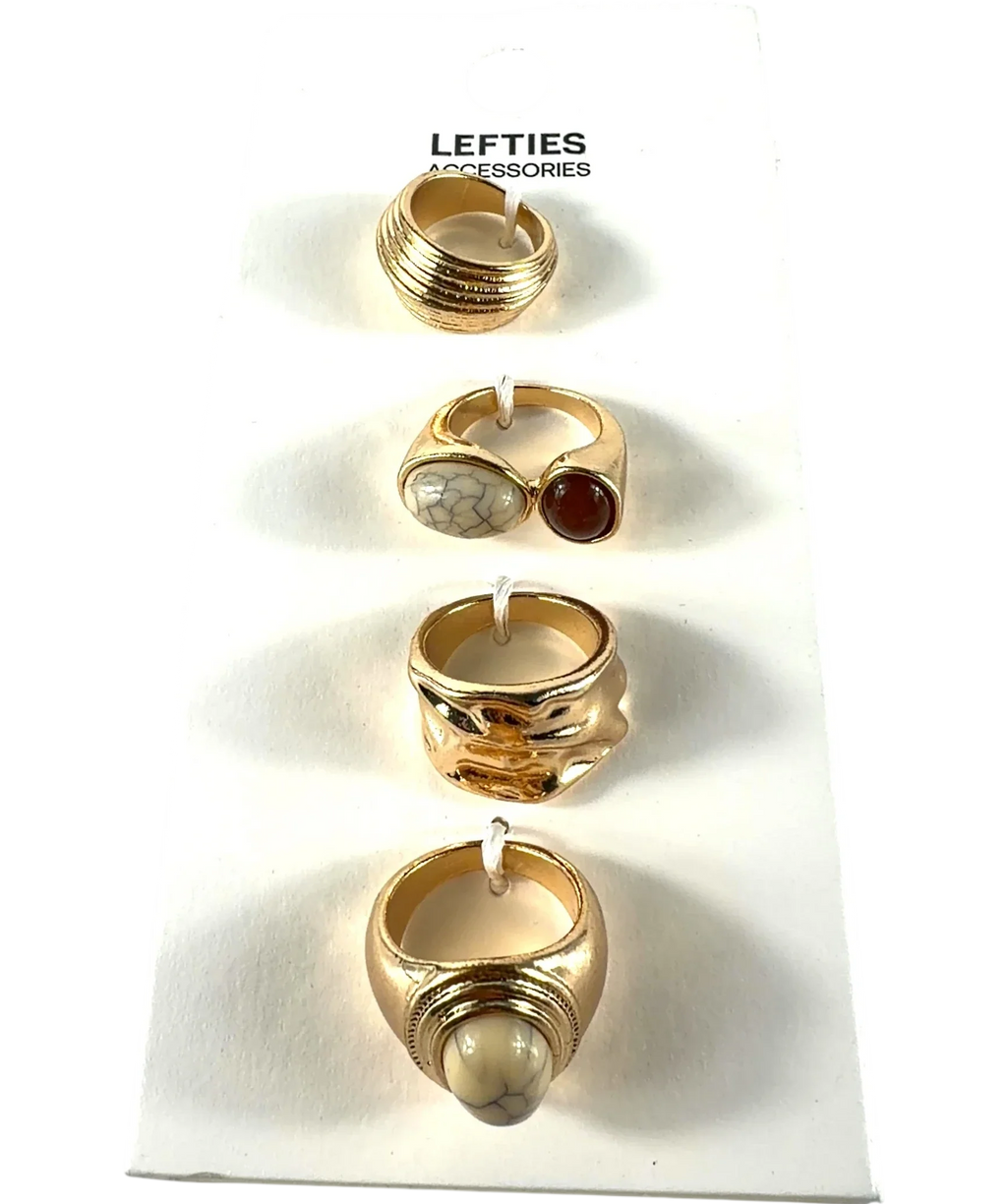 Lefties gold Stone rings, size UK M — front