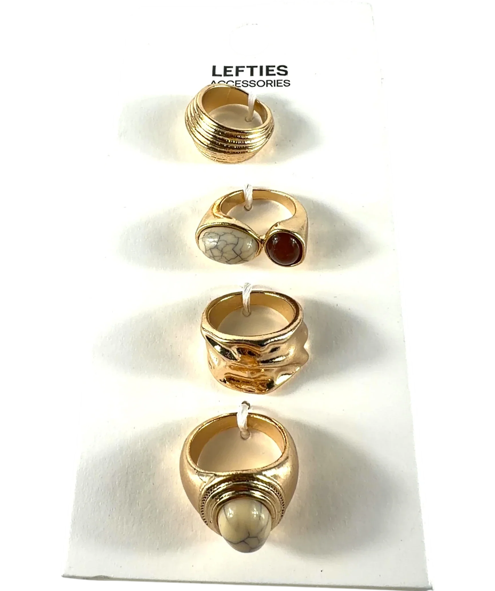 Lefties gold Stone rings, size UK M — front