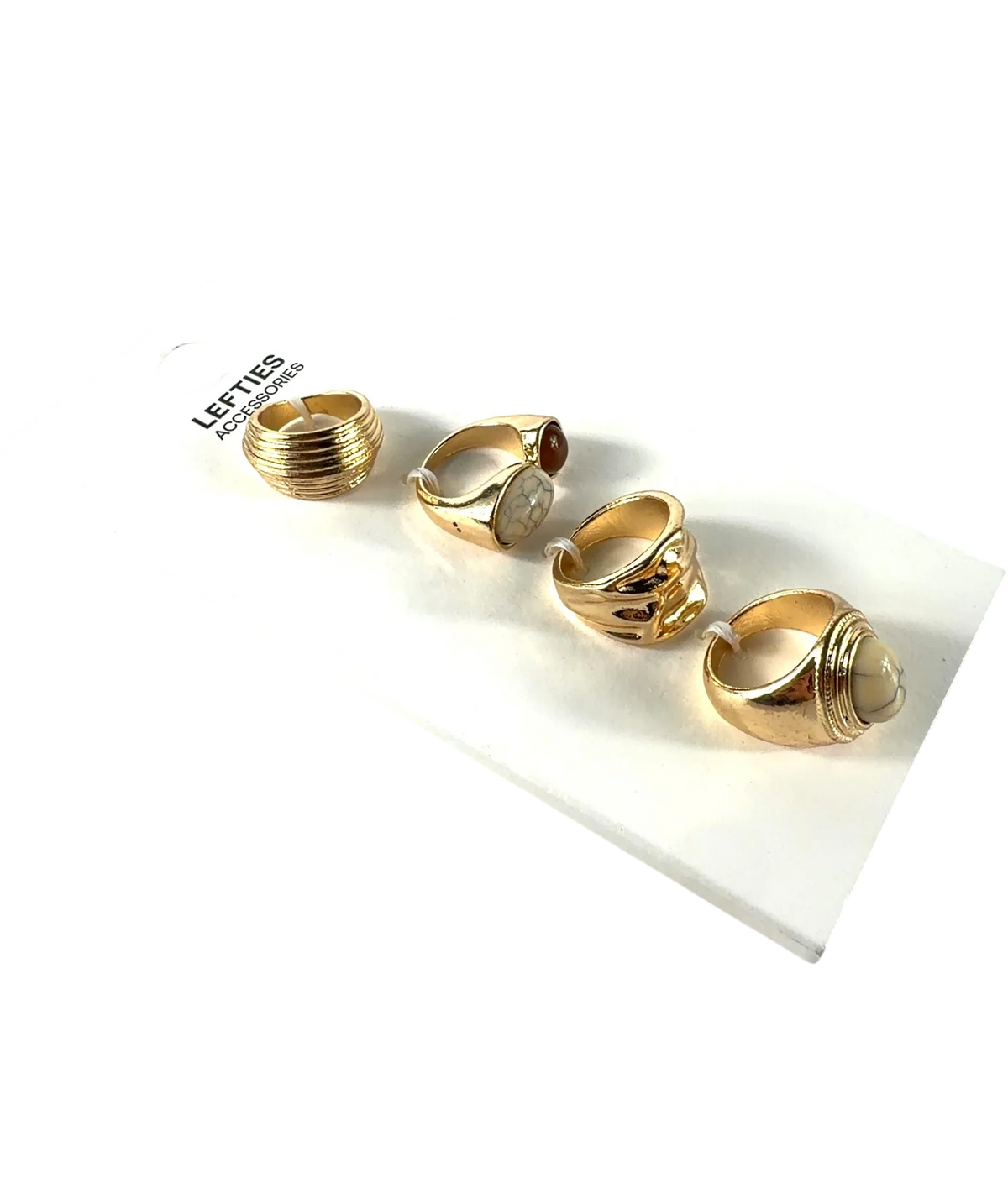 Lefties Stone Rings Metallic Uk M — Back
