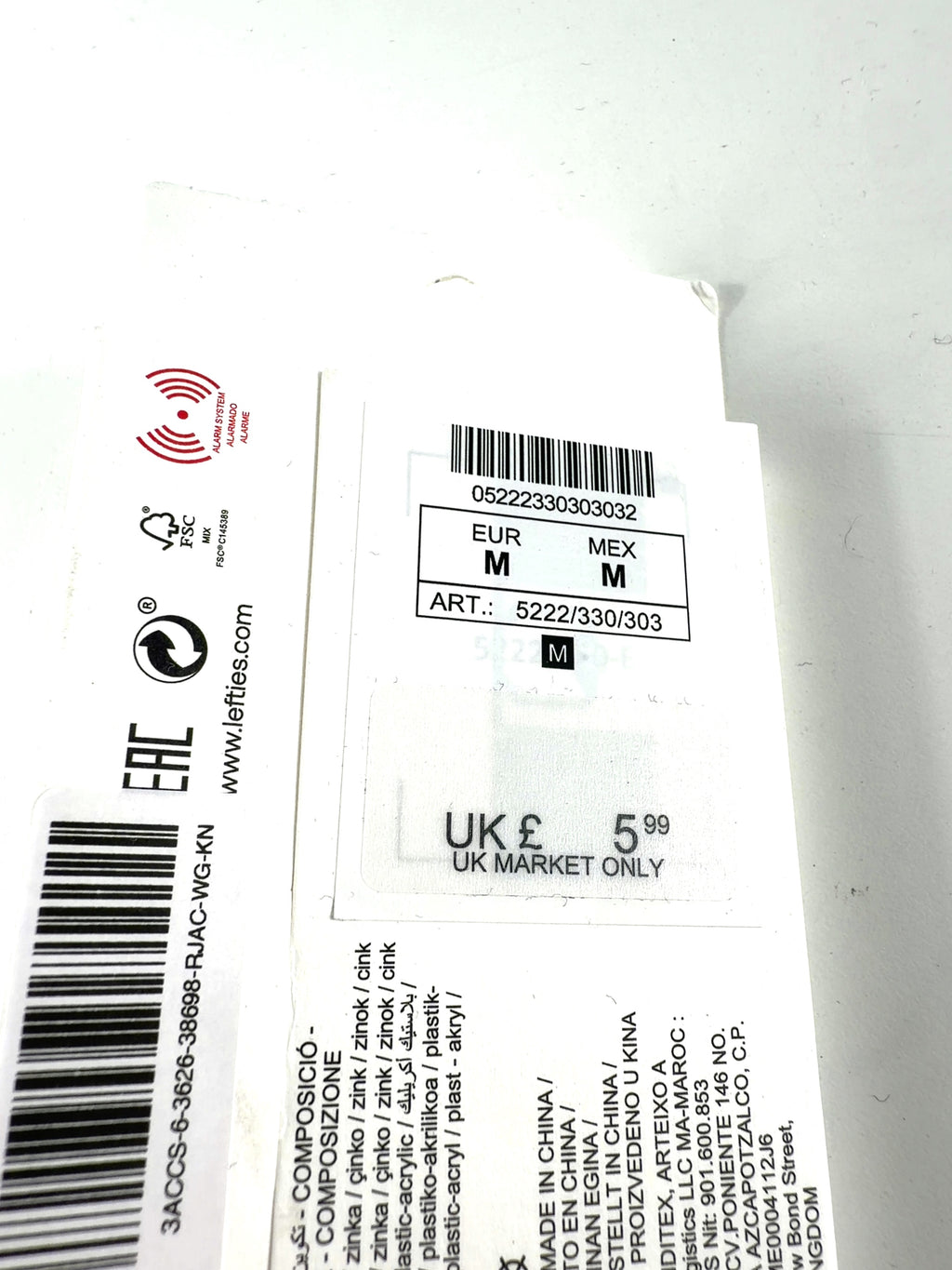 Lefties gold Stone rings, size UK M — care label