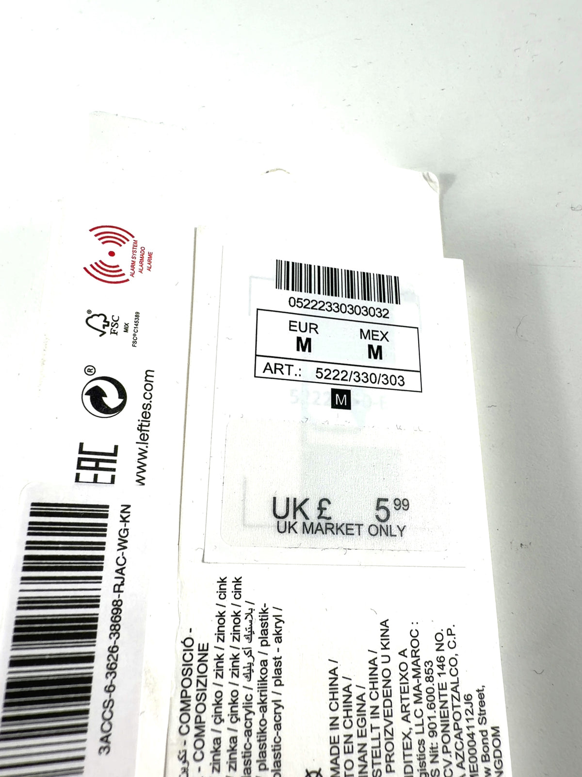 Lefties gold Stone rings, size UK M — care label