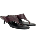 ASOS burgundy Helix premium heeled toe thongs, size UK 5 EU 38 👠 — front