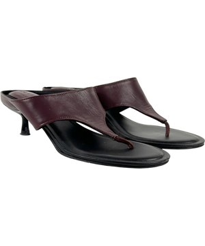 ASOS BURGUNDY Helix Premium Heeled Toe Thongs  UK 5