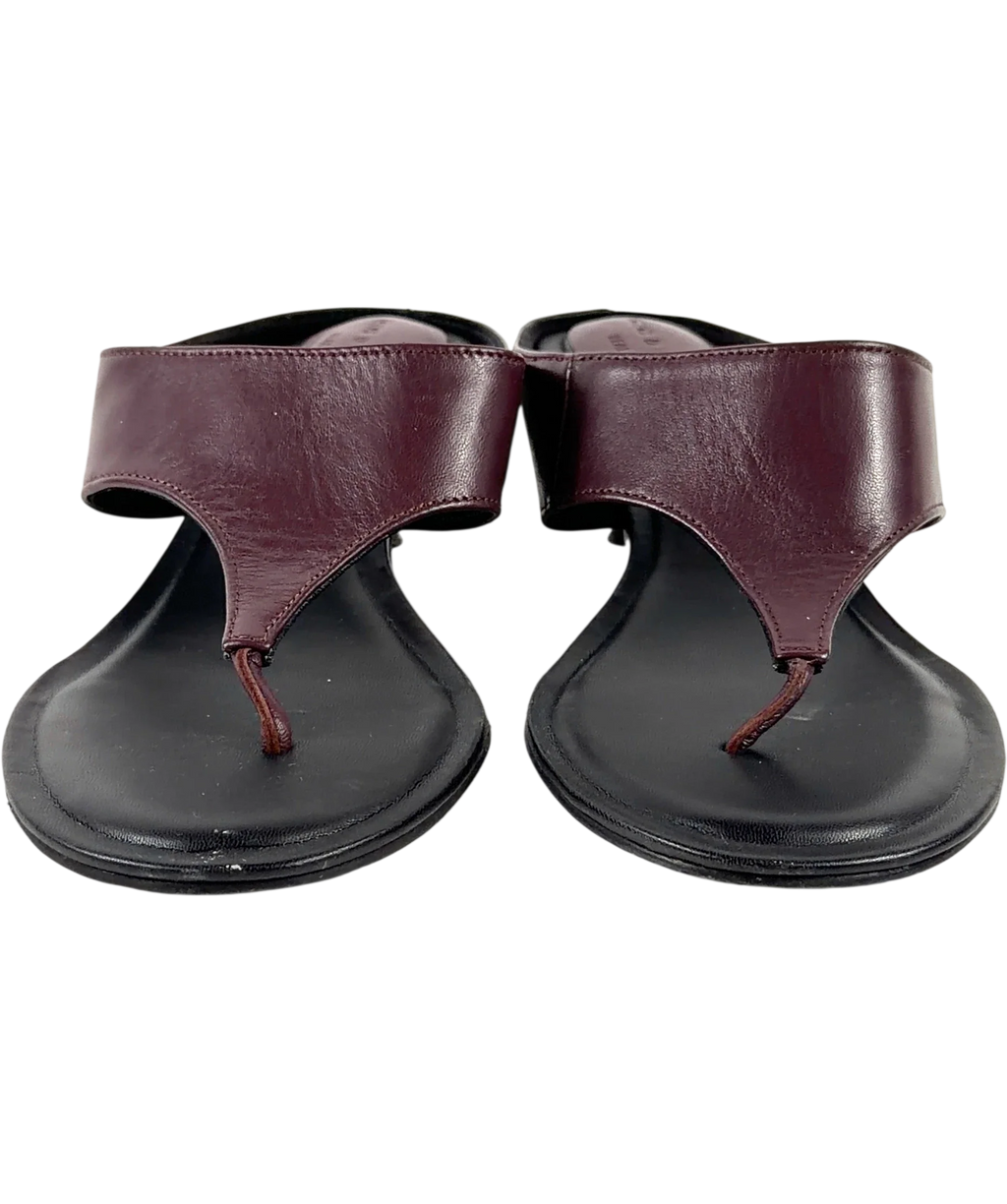 ASOS burgundy Helix premium heeled toe thongs, size UK 5 EU 38 👠 — detail