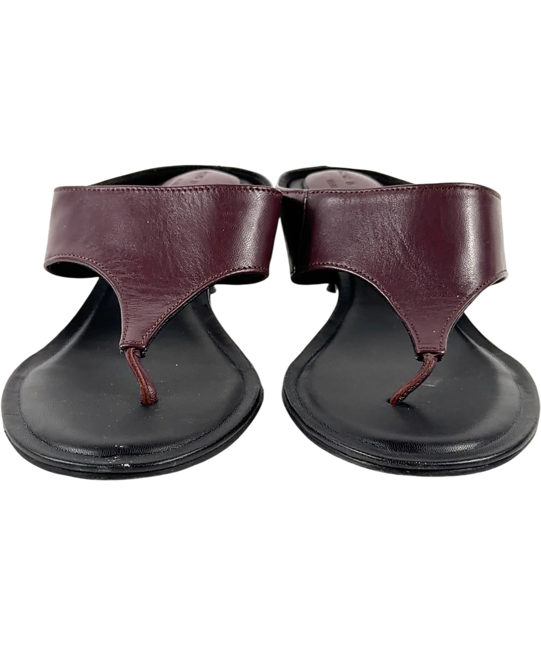 ASOS burgundy Helix premium heeled toe thongs, size UK 5 EU 38 👠 — detail