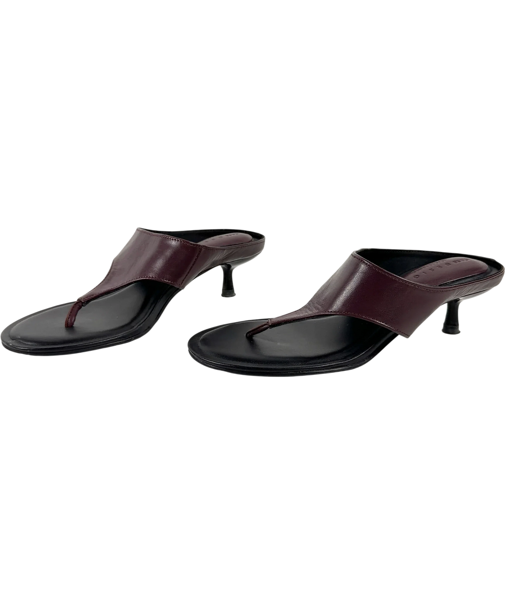 ASOS burgundy Helix premium heeled toe thongs, size UK 5 EU 38 👠 — label