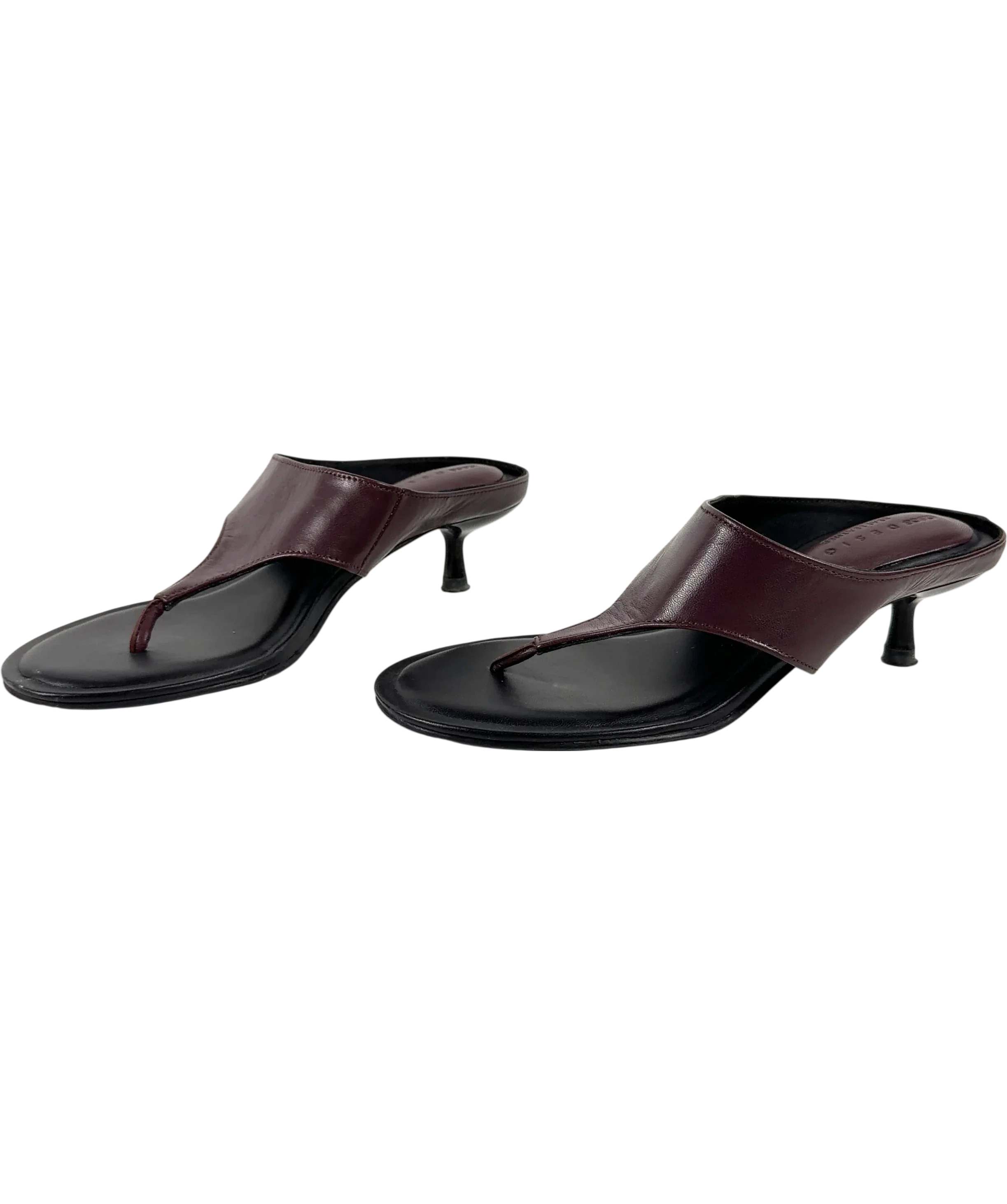 ASOS burgundy Helix premium heeled toe thongs, size UK 5 EU 38 👠 — label