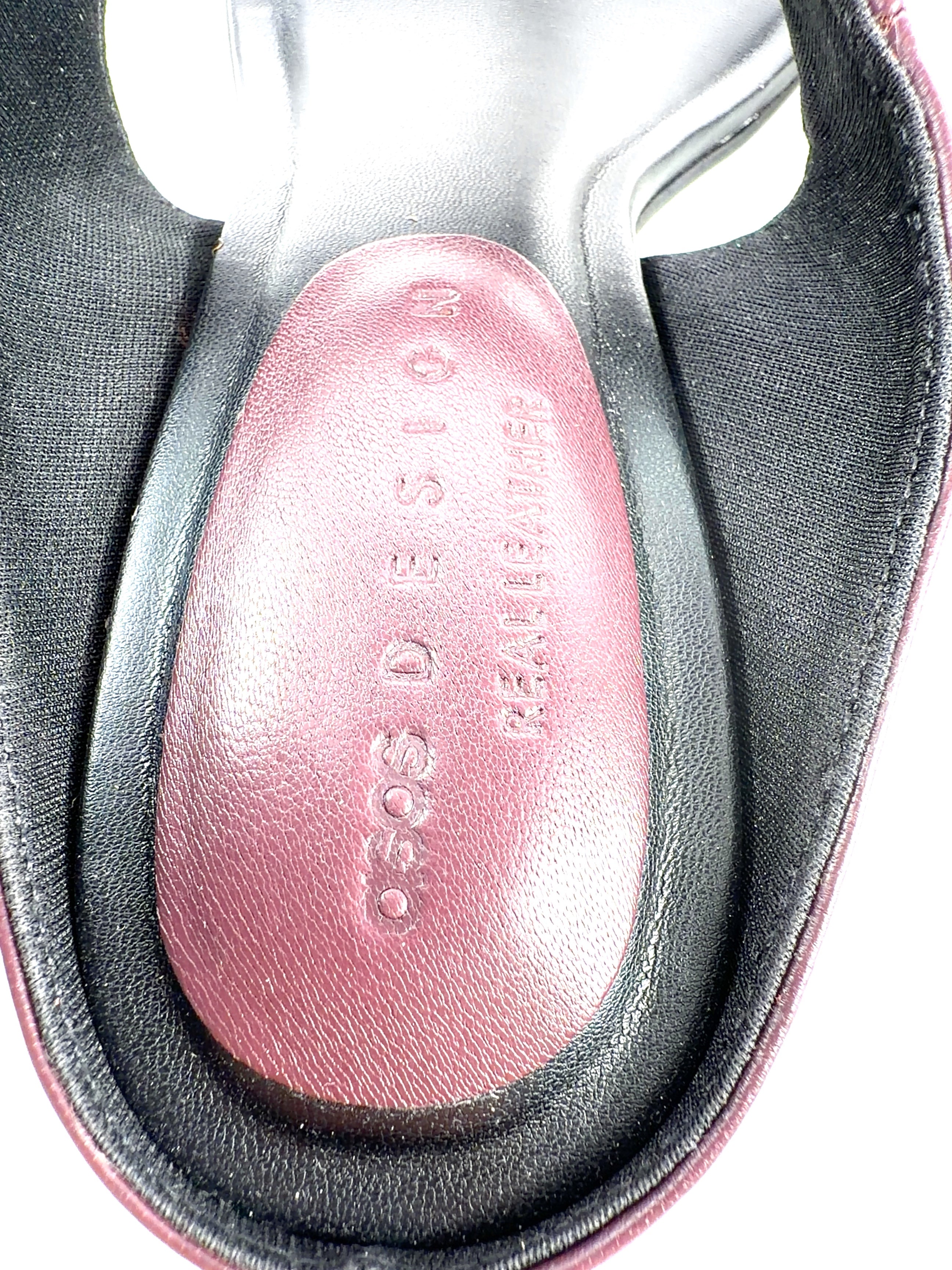 ASOS burgundy Helix premium heeled toe thongs, size UK 5 EU 38 👠 — care label