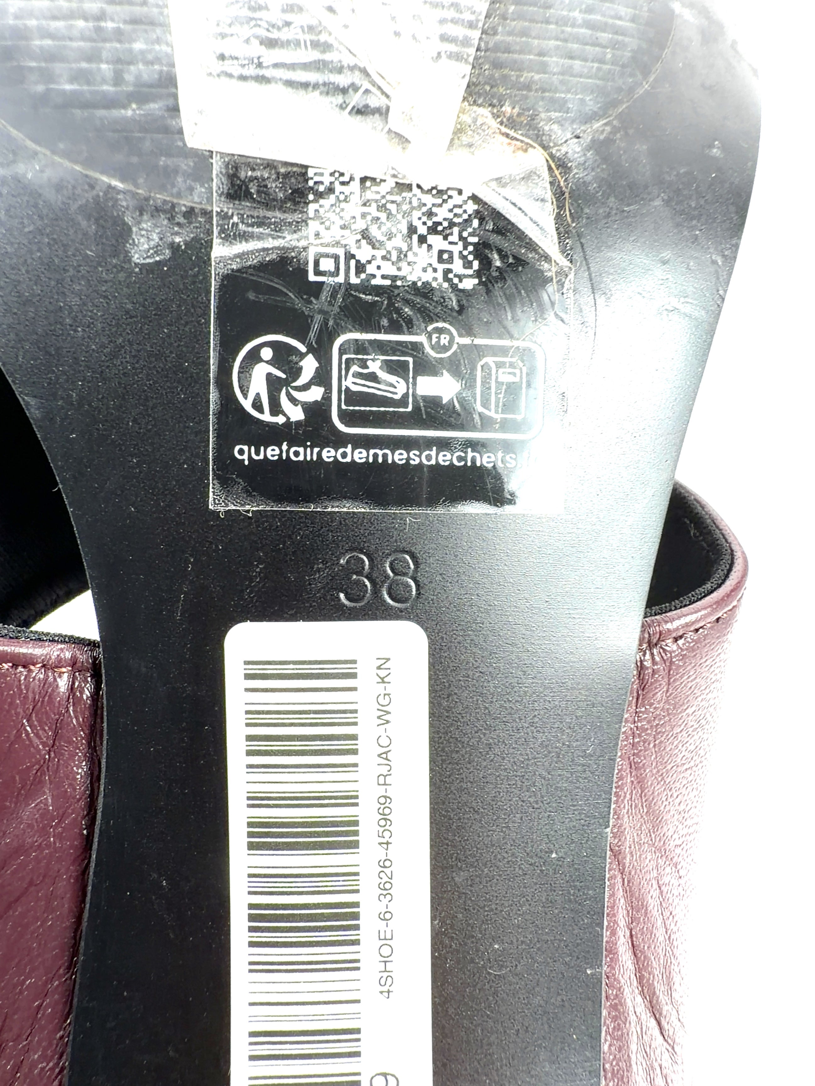 ASOS burgundy Helix premium heeled toe thongs, size UK 5 EU 38 👠 — fabric detail