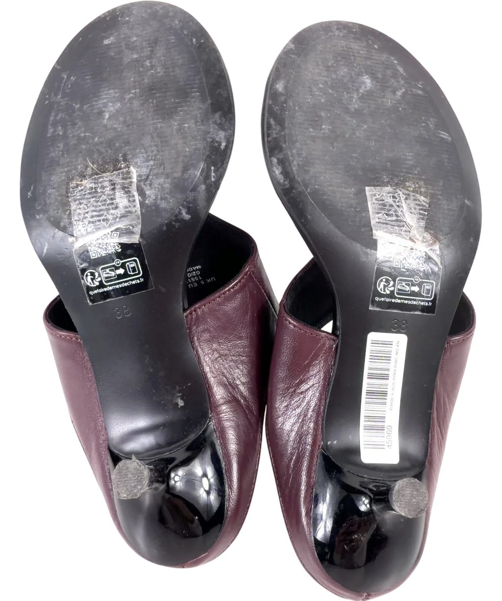 ASOS BURGUNDY Helix Premium Heeled Toe Thongs  UK 5 — Sole